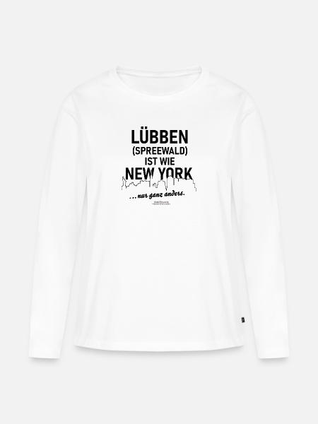 Lübben im Spreewald ist wie New York - Frauen Premium Bio Langarmshirt - Weiß
