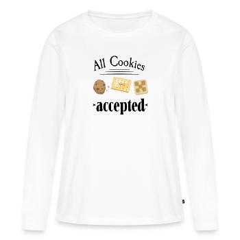 All cookies accepted - Women's Premium Organic Long Sleeve Shirt - white - Front - Julia (174cm)