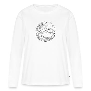 Le paysage psychédélique comme graphisme au trait fin - T-shirt manches longues Premium bio Femme - blanc - Devant - Julia (174cm)