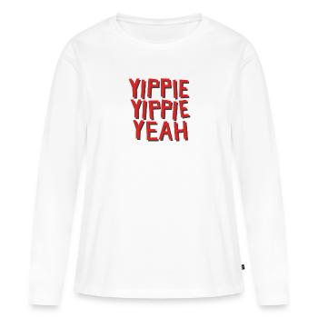 Yippie Yippie Yeah - Die 2000er-Party - Frauen Premium Bio Langarmshirt - Weiß - Vorne - Julia (174cm)