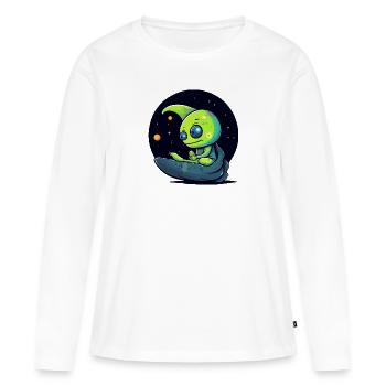Mino der Außerirdische - Frauen Premium Bio Langarmshirt - Weiß - Vorne - Julia (174cm)