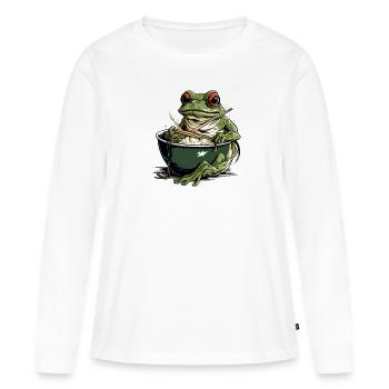 Bijou la grenouille - T-shirt manches longues Premium bio Femme - blanc - Devant - Julia (174cm)