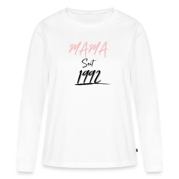 MAMA Seit 1992 - Frauen Premium Bio Langarmshirt - Weiß - Vorne - Julia (174cm)