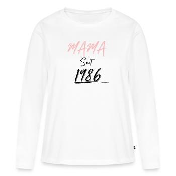 MAMA Seit 1986 - Frauen Premium Bio Langarmshirt - Weiß - Vorne - Julia (174cm)