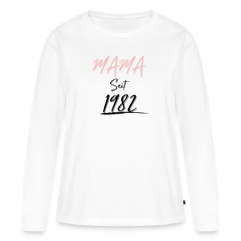 MAMA Seit 1982 - Frauen Premium Bio Langarmshirt - Weiß - Vorne - Julia (174cm)