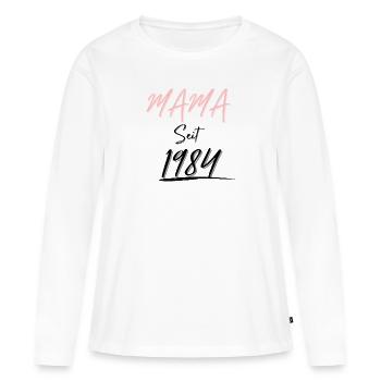 MAMA Seit 1984 - Frauen Premium Bio Langarmshirt - Weiß - Vorne - Julia (174cm)