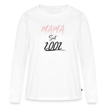 MAMA Seit 2002 - Frauen Premium Bio Langarmshirt - Weiß - Vorne - Julia (174cm)