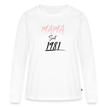 MAMA Seit 1981 - Frauen Premium Bio Langarmshirt - Weiß - Vorne - Julia (174cm)