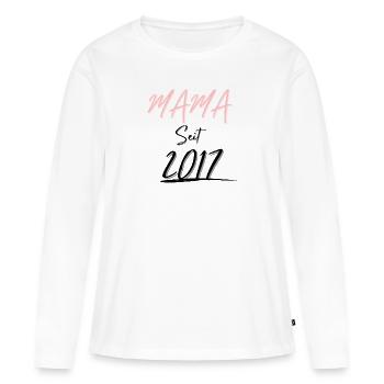 MAMA Seit 2017 - Frauen Premium Bio Langarmshirt - Weiß - Vorne - Julia (174cm)