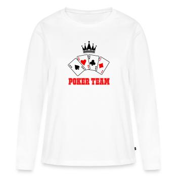 poker team - Frauen Premium Bio Langarmshirt - Weiß - Vorne - Julia (174cm)