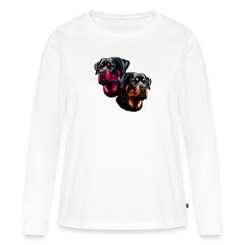 Rottweiler, chiens, tête de chien, chien de garde, chien de pedigree, - T-shirt manches longues Premium bio Femme - blanc - Devant - Julia (174cm)