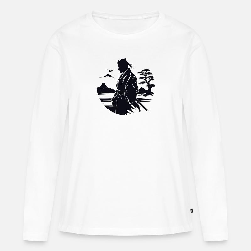 Zen-Samurai - Frauen Premium Bio Langarmshirt - Weiß