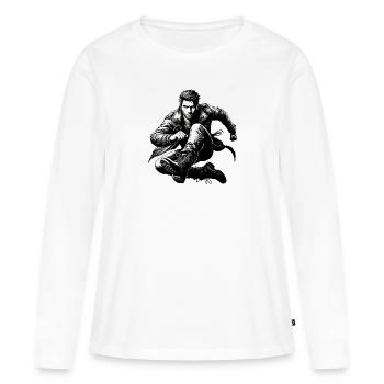 Badass Badboy Homme Virilité - T-shirt manches longues Premium bio Femme - blanc - Devant - Julia (174cm)