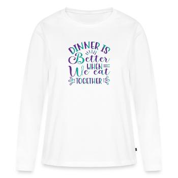 Nous mangeons ensemble - T-shirt manches longues Premium bio Femme - blanc - Devant - Julia (174cm)
