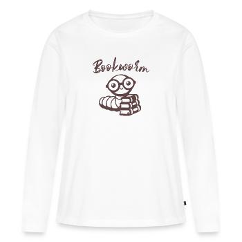 Bookworm with books - Women's Premium Organic Long Sleeve Shirt - white - Front - Julia (174cm)