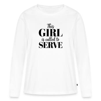 La force par la vocation - T-shirt manches longues Premium bio Femme - blanc - Devant - Julia (174cm)