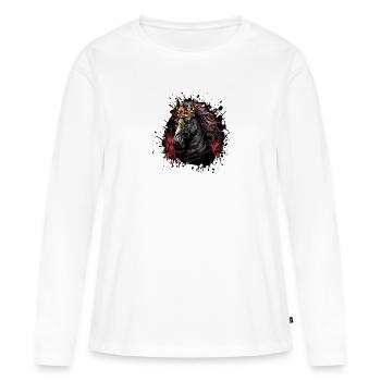 Couronne de cheval - T-shirt manches longues Premium bio Femme - blanc - Devant - Julia (174cm)