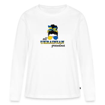 Ukrainiens Grand-mère Babouchka Grand-mère Ukraine Drapeau - T-shirt manches longues Premium bio Femme - blanc - Devant - Julia (174cm)