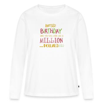 Anniversaire. - T-shirt manches longues Premium bio Femme - blanc - Devant - Julia (174cm)