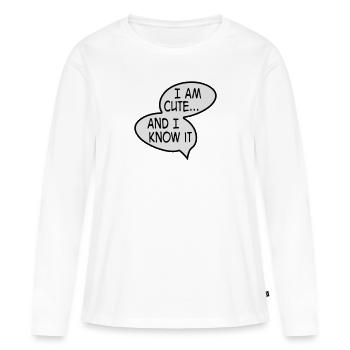 cute - Women's Premium Organic Long Sleeve Shirt - white - Front - Julia (174cm)