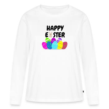 Joyeuses Pâques - T-shirt manches longues Premium bio Femme - blanc - Devant - Julia (174cm)