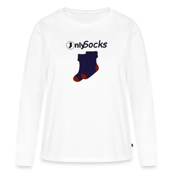 Seulement des chaussettes - T-shirt manches longues Premium bio Femme - blanc - Devant - Julia (174cm)