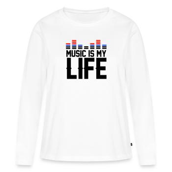 Music is my Life - Women's Premium Organic Long Sleeve Shirt - white - Front - Julia (174cm)