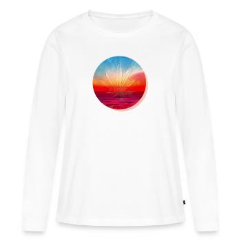 Hanfblatt vor Sonnenuntergang - Frauen Premium Bio Langarmshirt - Weiß - Vorne - Julia (174cm)