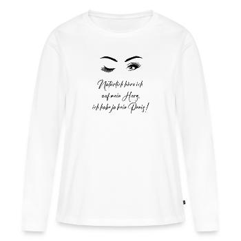 Natürlich höre ich auf mein Herz - Frauen Premium Bio Langarmshirt - Weiß - Vorne - Julia (174cm)