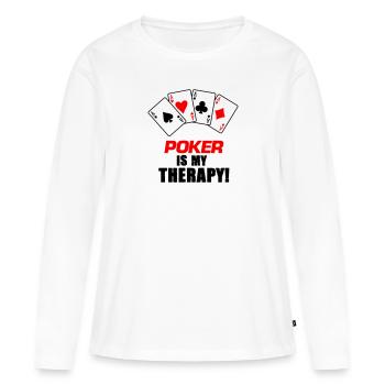 poker therapie - Frauen Premium Bio Langarmshirt - Weiß - Vorne - Julia (174cm)