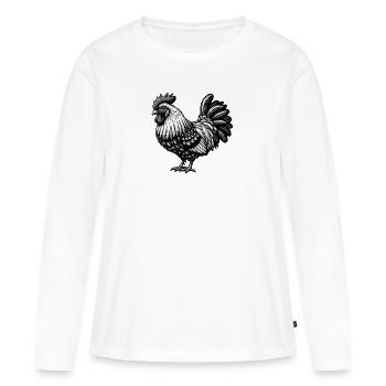 Illustration de coq complexe - T-shirt manches longues Premium bio Femme - blanc - Devant - Julia (174cm)