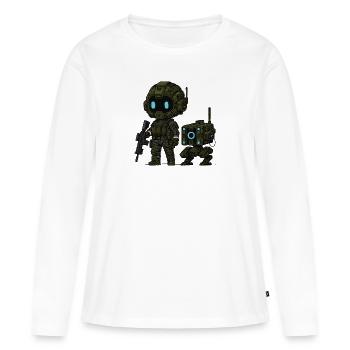 Nova-Sentinel mit Sidekick Byte! - Frauen Premium Bio Langarmshirt - Weiß - Vorne - Julia (174cm)