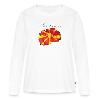Drapeau de la Macédoine en Macédoine Carte FR - T-shirt manches longues Premium bio Femme - blanc - Devant - Julia (174cm)