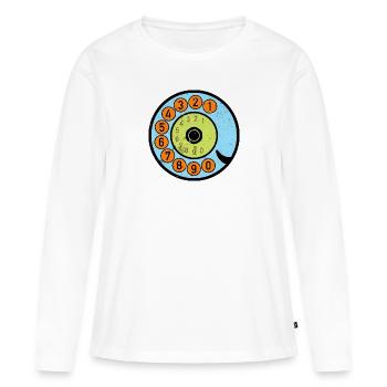 bunte Wählscheibe Vintage Retro Telefon Nostalgie - Frauen Premium Bio Langarmshirt - Weiß - Vorne - Julia (174cm)