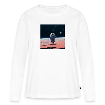 lonely spaceman looking into the void - Frauen Premium Bio Langarmshirt - Weiß - Vorne - Julia (174cm)