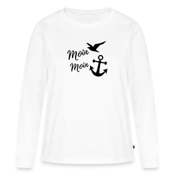 Moin moin - T-shirt manches longues Premium bio Femme - blanc - Devant - Julia (174cm)