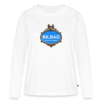 Bilbao capitale mondiale - T-shirt manches longues Premium bio Femme - blanc - Devant - Julia (174cm)
