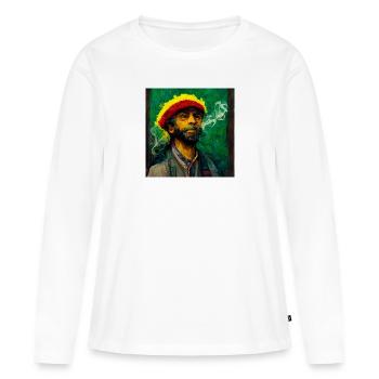 Rastafaria Smoke Weed Peinture - T-shirt manches longues Premium bio Femme - blanc - Devant - Julia (174cm)