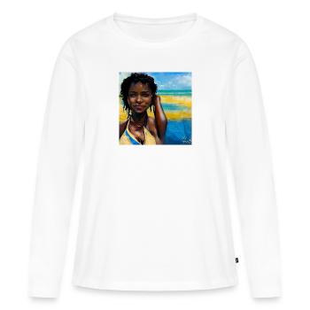 Belles femmes haïtiennes en bikini peinture - T-shirt manches longues Premium bio Femme - blanc - Devant - Julia (174cm)