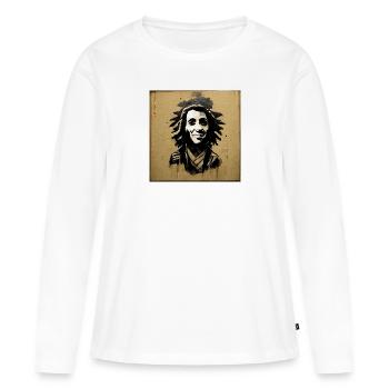 Peinture à croquis rastafari - T-shirt manches longues Premium bio Femme - blanc - Devant - Julia (174cm)