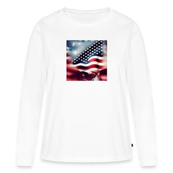 Logo du drapeau américain - T-shirt manches longues Premium bio Femme - blanc - Devant - Julia (174cm)