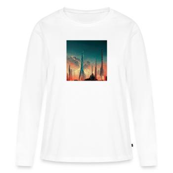 Ville du futur - T-shirt manches longues Premium bio Femme - blanc - Devant - Julia (174cm)