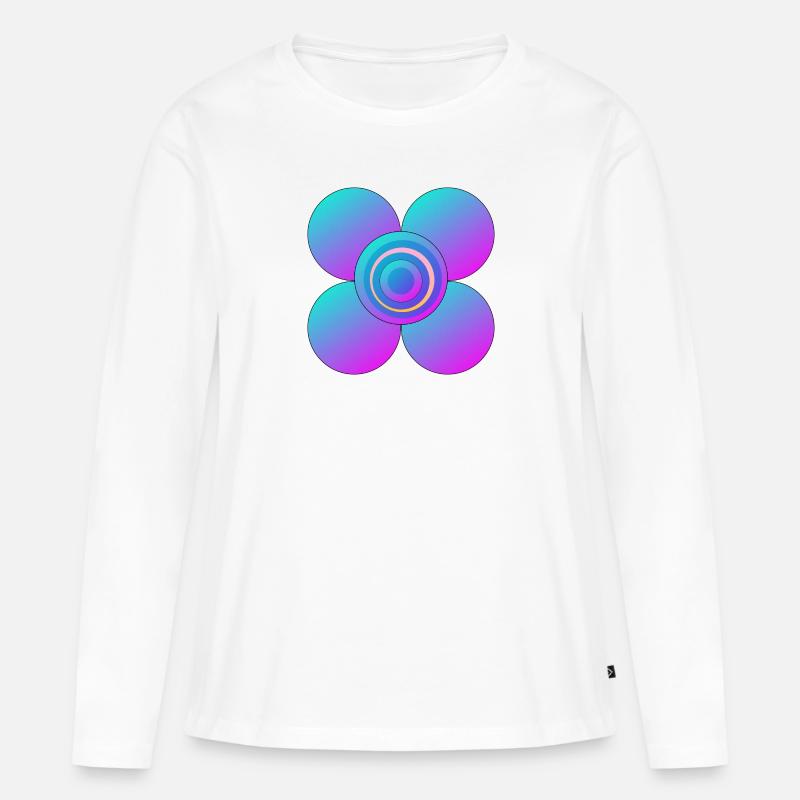 Bunte Blume - Frauen Premium Bio Langarmshirt - Weiß