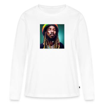 Portrait rastafari - T-shirt manches longues Premium bio Femme - blanc - Devant - Julia (174cm)