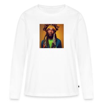 Portrait rastafari - T-shirt manches longues Premium bio Femme - blanc - Devant - Julia (174cm)