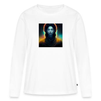 Éveil spirituel - T-shirt manches longues Premium bio Femme - blanc - Devant - Julia (174cm)