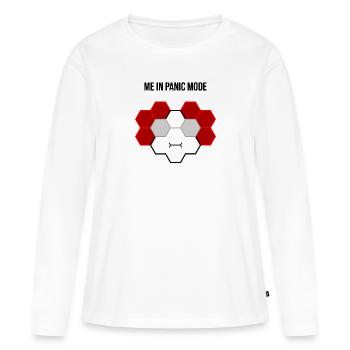 Moi en mode panique - T-shirt manches longues Premium bio Femme - blanc - Devant - Julia (174cm)