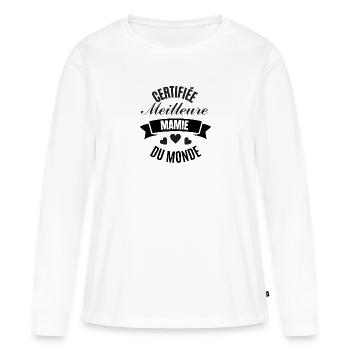 certifiée meilleure mamie du monde - T-shirt manches longues Premium bio Femme - blanc - Devant - Julia (174cm)