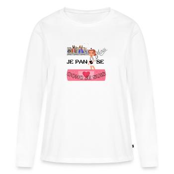 JE PANSE DONC JE SUIS - T-shirt manches longues Premium bio Femme - blanc - Devant - Julia (174cm)