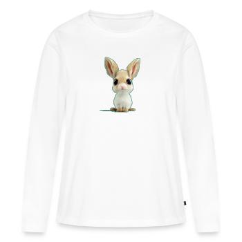 lapin extrêmement doux - T-shirt manches longues Premium bio Femme - blanc - Devant - Julia (174cm)